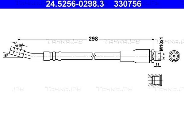 Тормозной шланг ATE передний для Opel Corsa C 2000-2006. Артикул 24.5256-0298.3