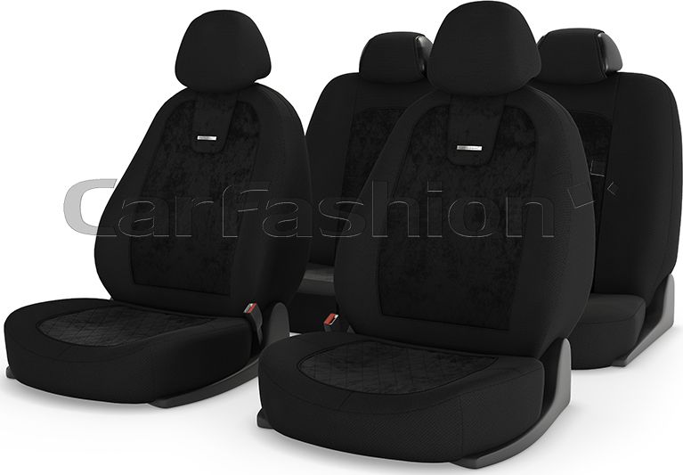 Чехлы универсальные CarFashion Colombo на сидения авто, цвет Черный/Черный/Черный. Артикул 11050