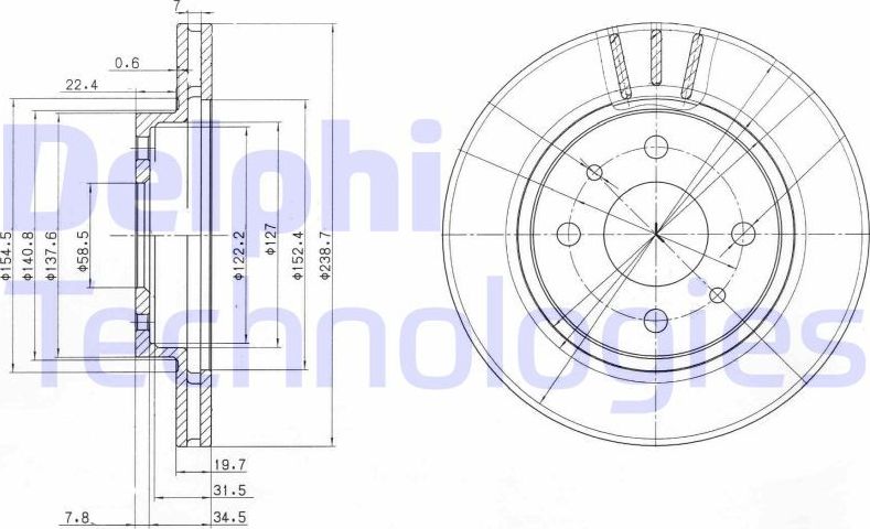 Тормозной диск Delphi. Артикул BG3805
