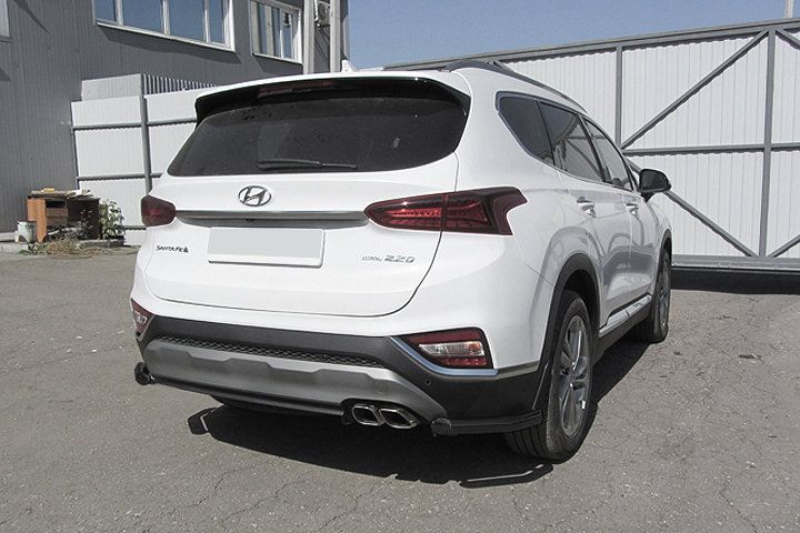 Защита Slitkoff задняя уголки d57 для Hyundai Santa Fe IV 2018-2026 Черная. Артикул HSFT18-007В