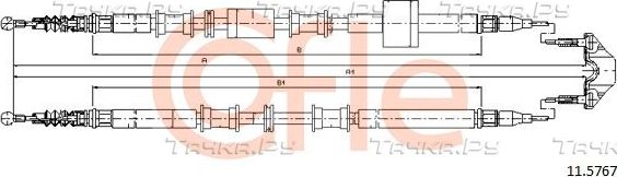 Трос ручника (тросик ручного тормоза) Cofle. Артикул 92.11.5767