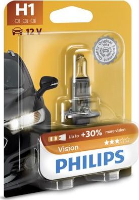 H1 12V- 55W (P14,5s) ( +30% света) Vision (Premium) блистер (1шт.) Philips Vision. Артикул 12258PRB1