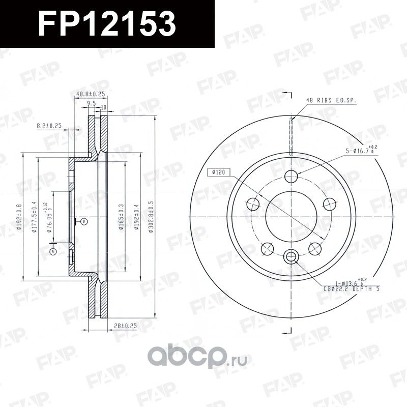 Тормозной диск FP12153 (FAP). Артикул FP12153