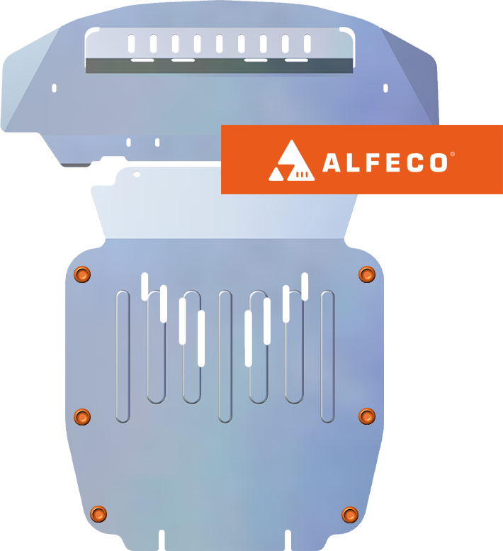 Защита алюминиевая Alfeco для картера и радиатора (2 части) Audi Q7 I 2006-2009. Артикул ALF.30.07al