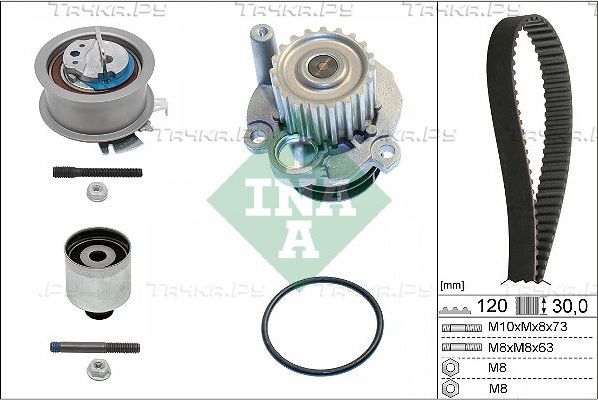 Помпа (водяной насос) с комплектом ремня ГРМ Ina для Volkswagen Caddy III 2007-2010. Артикул 530 0201 32
