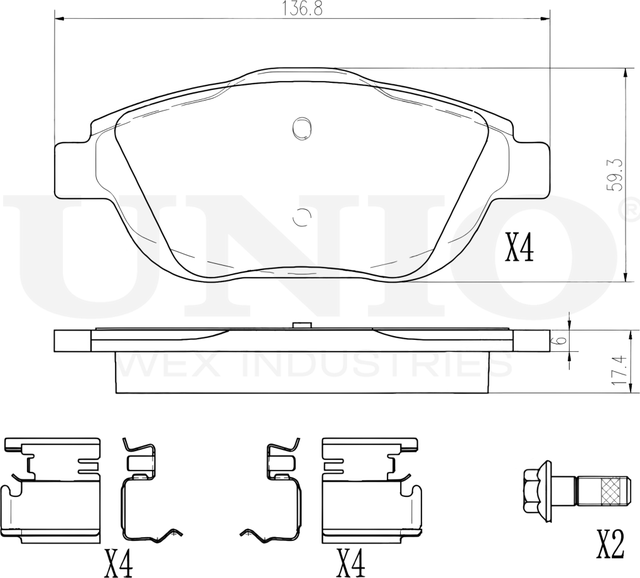 Колодки тормозные дисковые, комплект (Unio). Артикул BRP-20319