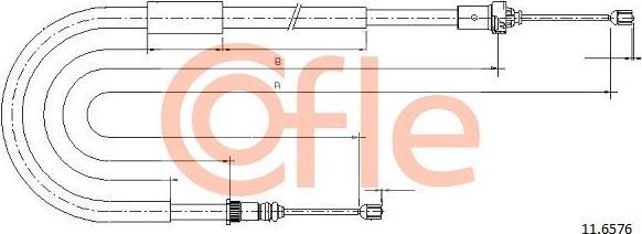 Трос ручника (тросик ручного тормоза) Cofle задний левый для Renault Clio III 2006-2014. Артикул 92.11.6576