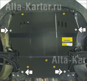 Защита Мотодор для картера и КПП Volkswagen Jetta VI 2010-2018. Артикул 02730