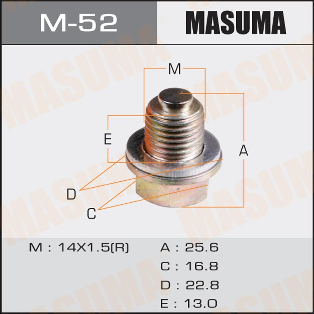 Сливная пробка масляного поддона двигателя Masuma для Mitsubishi Eclipse I 1991-1995. Артикул M-52