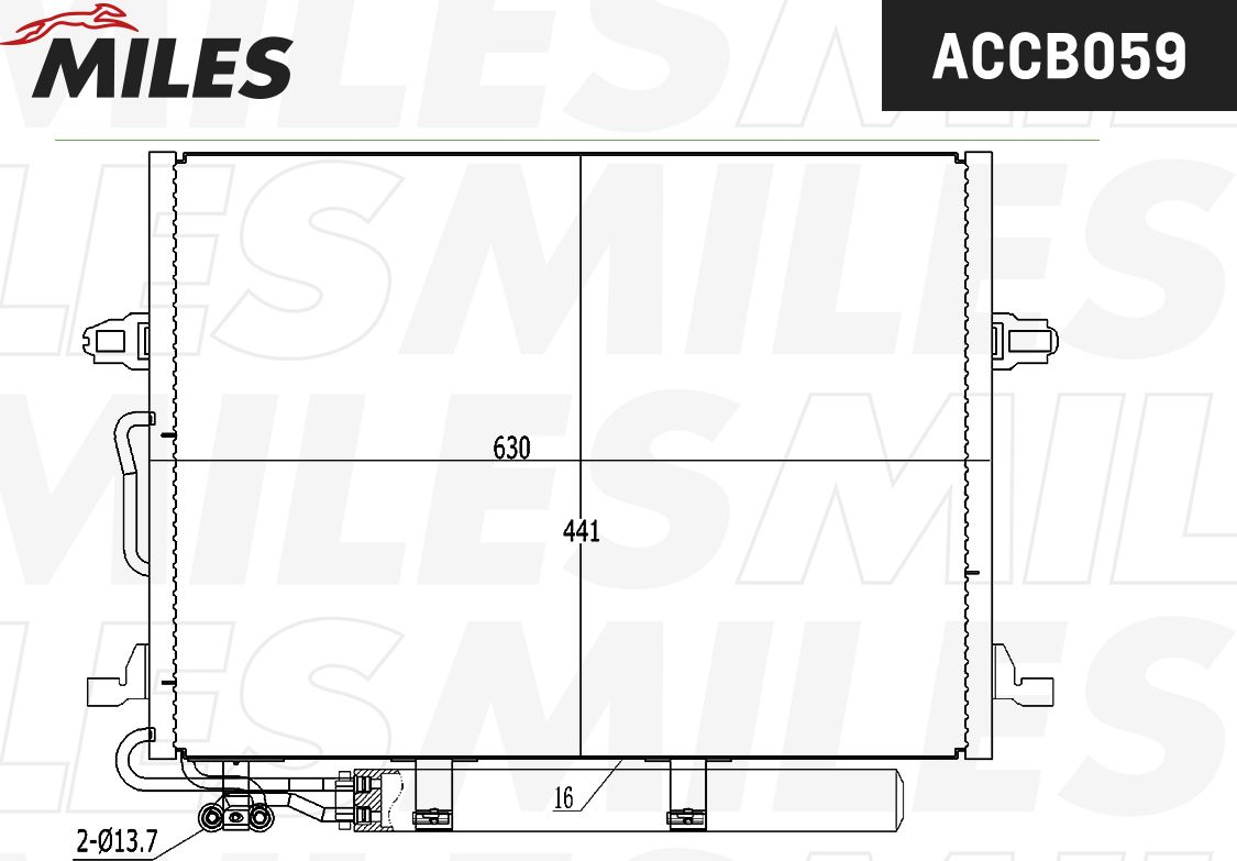 Радиатор кондиционера (конденсатор) Miles (алюминий). Артикул ACCB059