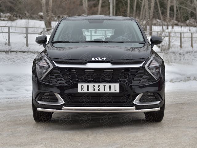 Защита RusStal переднего бампера d42 секции-d42 дуга для Kia Sportage V (кроме Style и X-Line) 2021-2026. Артикул KSZ-004026