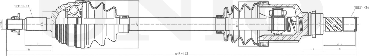 Вал приводной (Unio). Артикул CVJ-10119