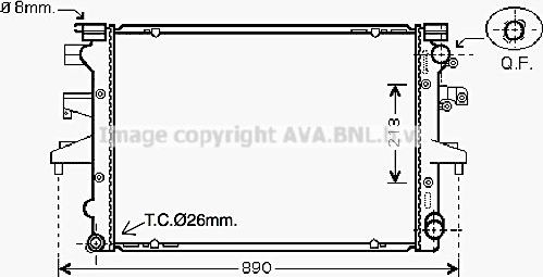 Радиатор охлаждения двигателя AVA для Volkswagen Multivan T5 2003-2009. Артикул VN2232