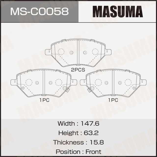 Колодки дисковые MASUMA, PN8002 front (1/12). Артикул MSC0058