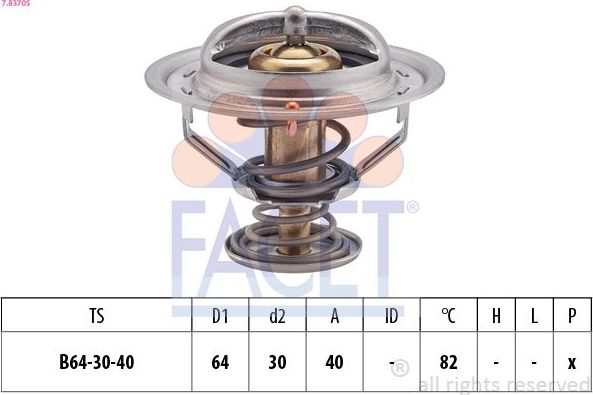 Термостат Facet Made in Italy - OE Equivalent для Toyota Land Cruiser 80 1992-1997. Артикул 7.8370S