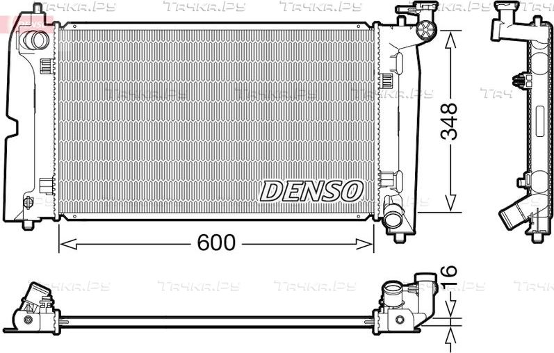 Радиатор охлаждения двигателя Denso для Toyota Corolla E120, E130 2001-2008. Артикул DRM50110