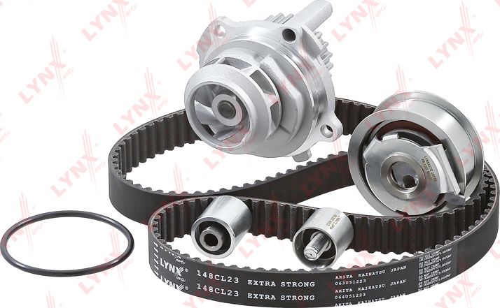 Помпа (водяной насос) с комплектом ремня ГРМ LYNXauto. Артикул PW-1332