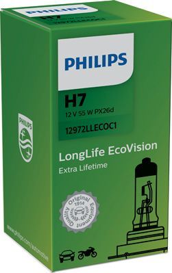 H7 12V- 55W (PX26d) (увелич. срок службы) LongLife EcoVision Philips LongLife EcoVision. Артикул 12972LLECOC1