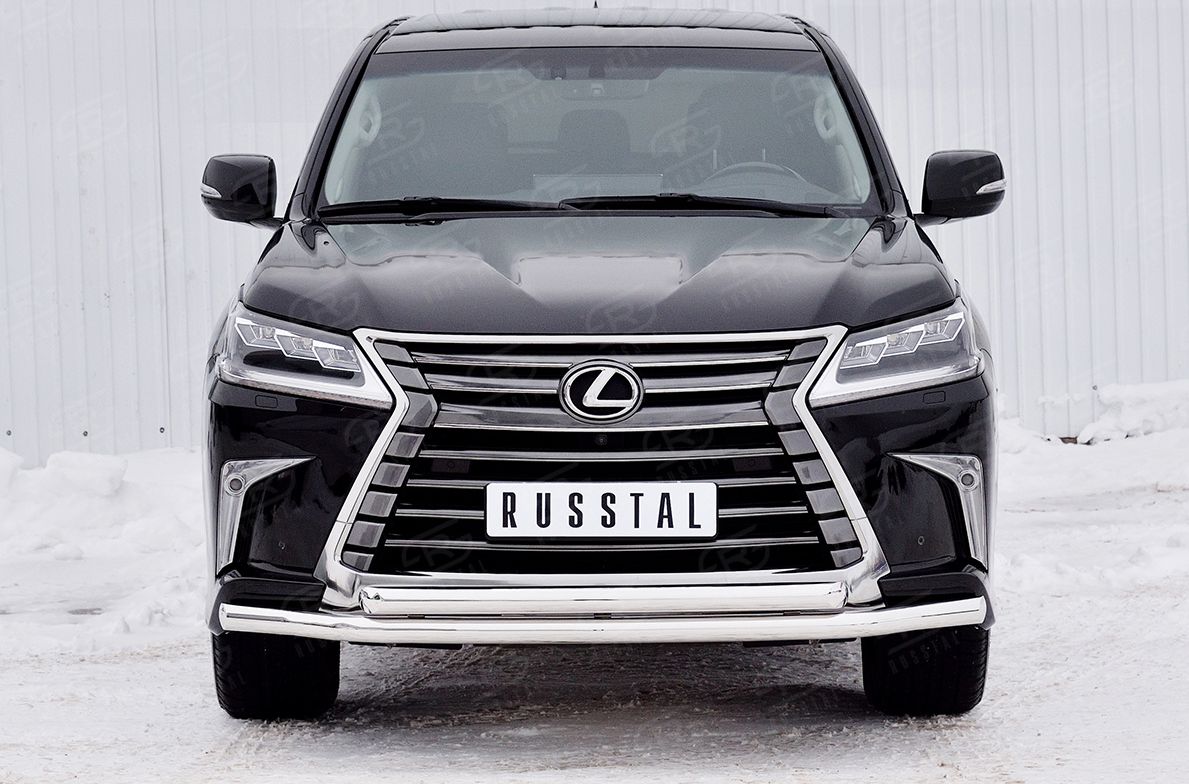 Защита RusStal переднего бампера d63 секция-d63 дуга для Lexus LX450d III 2-й рестайлинг 2015-2026 (кроме F-Sport). Артикул LLX4Z-002514