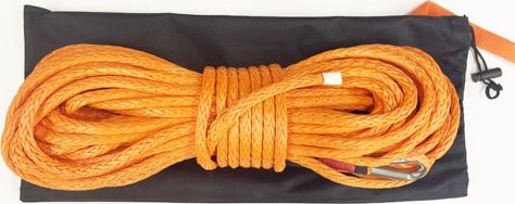 Трос синтетический RUS для лебёдки 12 мм x 26 м. Артикул RW-12-26-OR-BAG