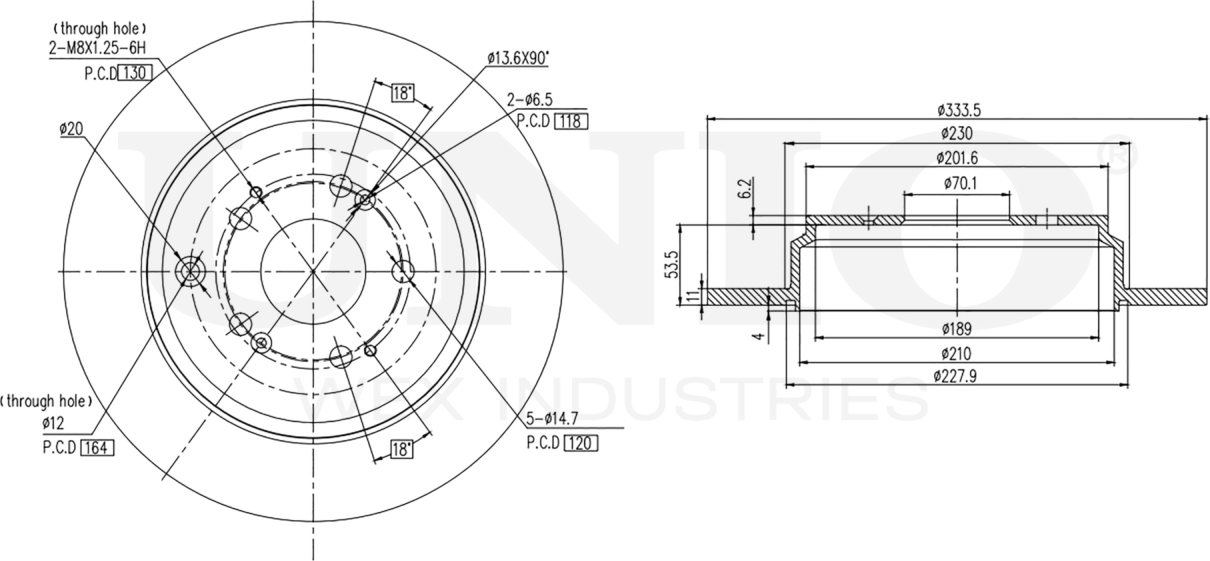 Диск тормозной (Unio). Артикул BRD-20260