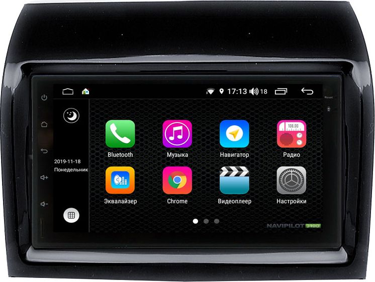Установочный комплект: головное устройство NaviPilot 2DIN с экраном 7" FT Android 9, DSP, сенсорные кнопки для Fiat Ducato 2011-2026. Артикул NPD9L-WR-832-07 Ducato