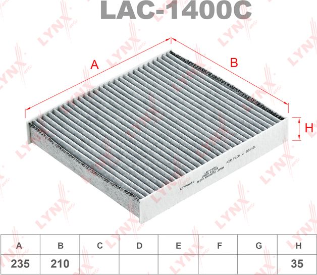 Салонный фильтр LYNXauto. Артикул LAC-1400C