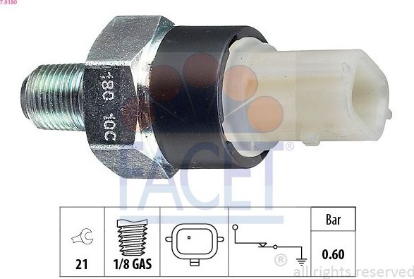 Датчик давления масла Facet Made in Italy - OE Equivalent. Артикул 7.0180