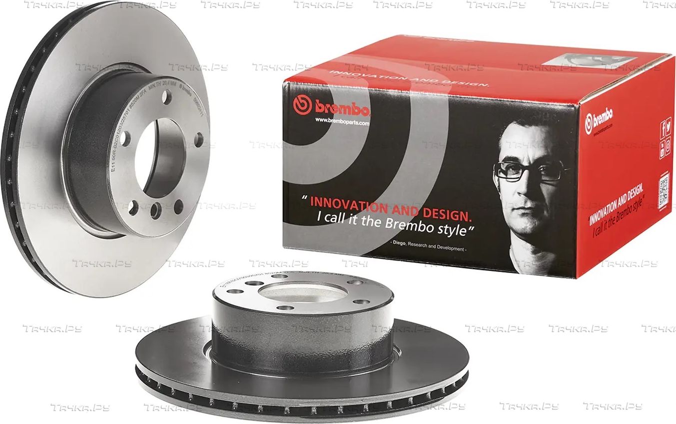 Тормозной диск Brembo PRIME LINE - UV Coated передний для BMW 5 IV (E39) 1995-2004. Артикул 09.6924.11