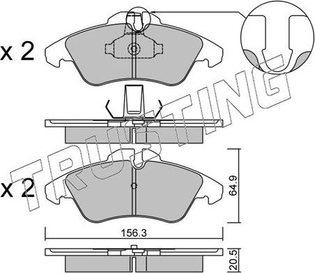 Тормозные колодки Trusting передние для Mercedes-Benz Sprinter 901, 902 2004-2006. Артикул 265.1