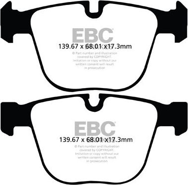 Тормозные колодки EBC Brakes задние для BMW 7 V (F01/F02/F04) 2008-2015. Артикул DP22020