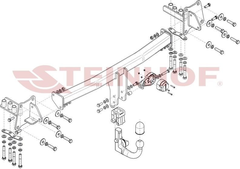 Фаркоп Steinhof для Jaguar E-Pace (X540) 2017-2026. Быстросъемный крюк. Артикул J-013