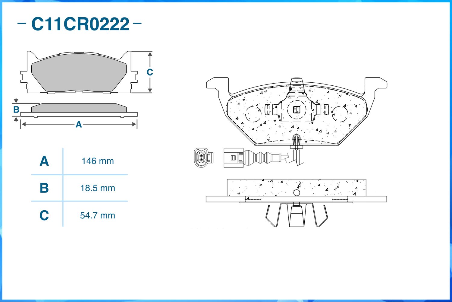Колодки тормозные передние (Low Metallic) (Cworks). Артикул C11CR0222