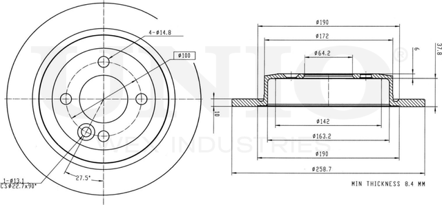 Диск тормозной (Unio). Артикул BRD-20468