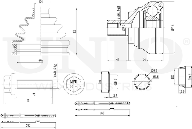 ШРУС наружный (Unio). Артикул CVJ-20006