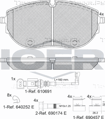 Тормозные колодки Icer передние для Volkswagen Transporter T6 2015-2026. Артикул 142401