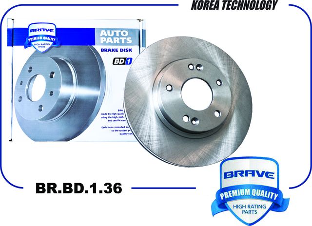 Диск тормозной передний 51712-2C000 BR.BD.1.36 Hyundai Tucson06-,i30 09-, Kia Ce (Brave). Артикул BRBD136