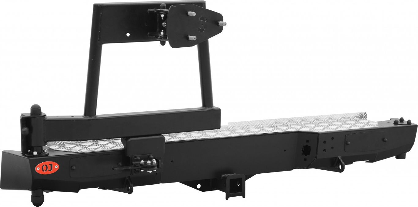 Бампер силовой OJ задний с левой калиткой под запаску (лифт 50) для Nissan NP300 2005-2026. Артикул 03.405.02