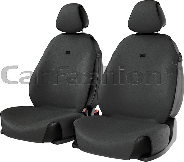 Накидки универсальные CarFashion Forum на передние сидения авто, цвет Темно-серый/LOGO черный. Артикул 21245