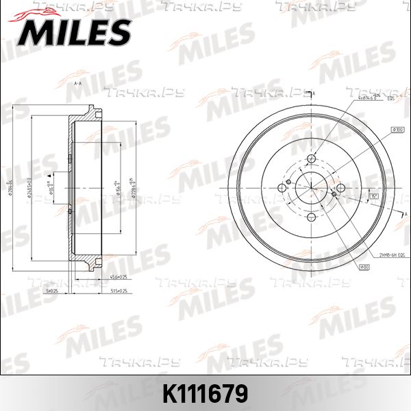 Тормозной барабан Miles задний для Toyota Yaris II 2008-2011. Артикул K111679