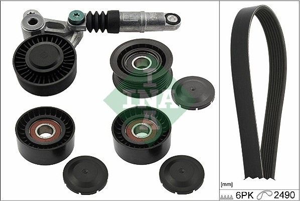 Приводной ремень поликлиновой с роликами (комплект) Ina. Артикул 529 0209 10