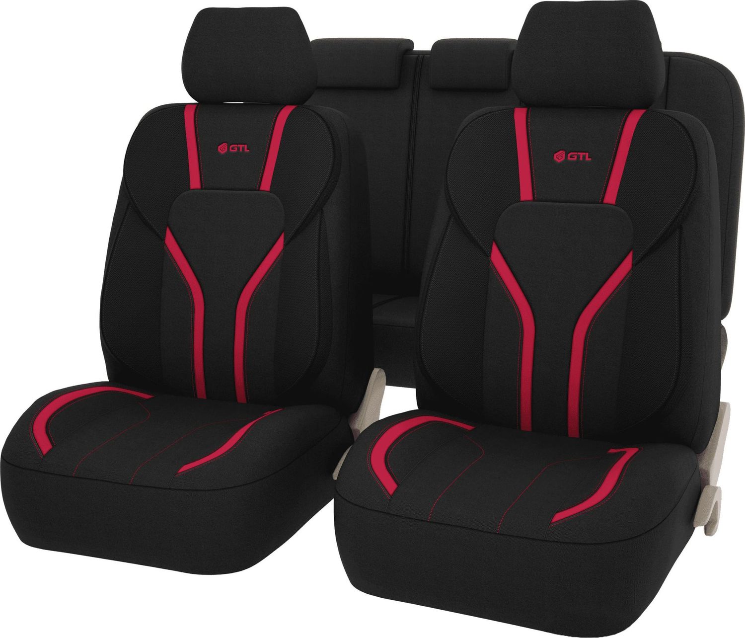 Чехлы универсальные PSV GTL Triumf с боковыми поддержками на сидения, цвет Черно-Красный. Артикул 133069