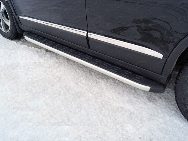 Пороги алюминиевые ТСС с пластиковой накладкой 1720 мм для Haval H6 2015-2026. Артикул HAVH615-19AL