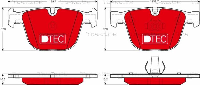 Тормозные колодки TRW DTEC COTEC задние для BMW X6 II (F16) 2014-2019. Артикул GDB1892DTE