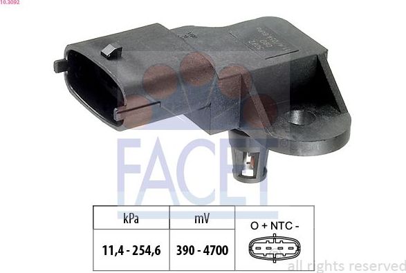 Датчик абсолютного давления (ДАД, MAP) Facet Made in Italy - OE Equivalent. Артикул 10.3092