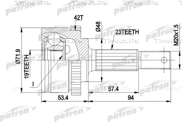 Шрус наружный (граната) Patron для Nissan Micra K11 1992-2003. Артикул PCV1197