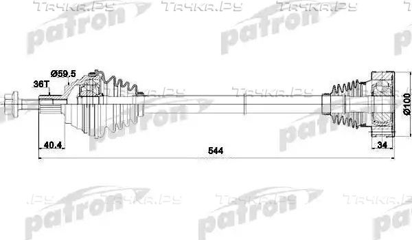 Полуось (привод в сборе, приводной вал) Patron. Артикул PDS0253