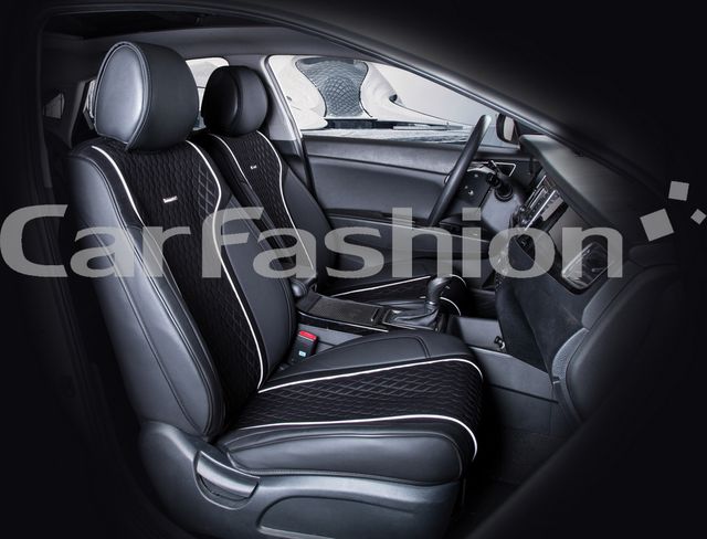 Накидки универсальные CarFashion Element на передние сидения авто, цвет Черный/Черный/Белый/Черный. Артикул 21483