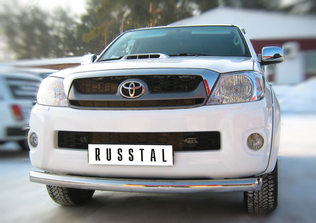 Защита RusStal переднего бампера d76 (дуга) для Toyota Hilux VII 2011-2015. Артикул TLZ-000004