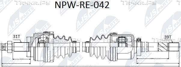 Полуось (привод в сборе, приводной вал) NTY правая для Renault Master III 2010-2026. Артикул NPW-RE-042